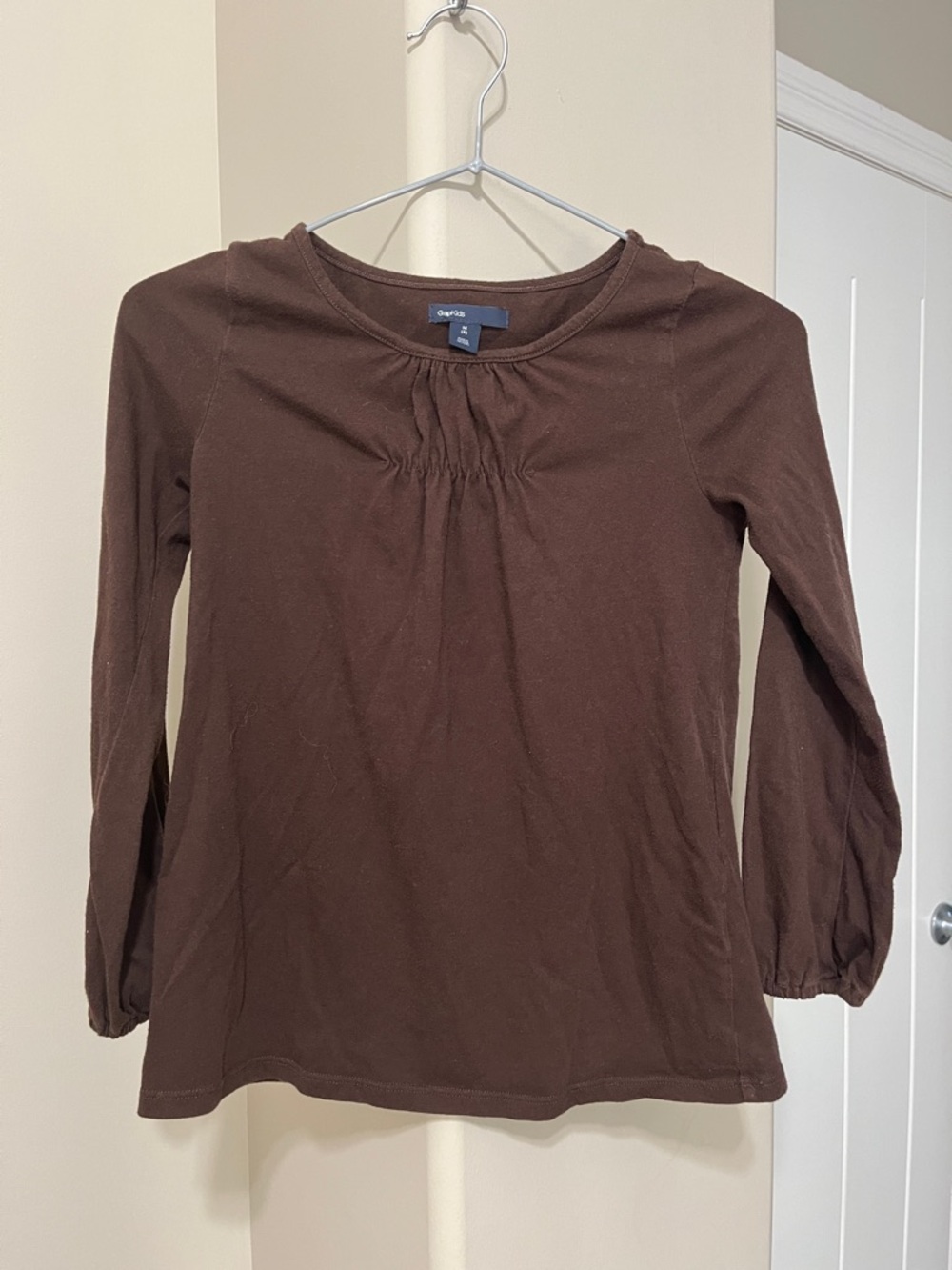 GAP Chocolate Brown Long-Sleeve Gathered Neck Tee